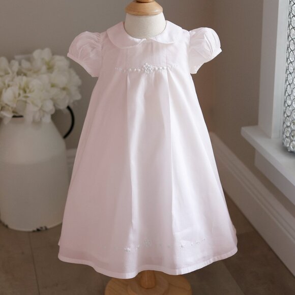 Strasburg Pink Heirloom 100% Cotton Gown Pearl Hand Embroidery 12 Month Perfect - Picture 1 of 5